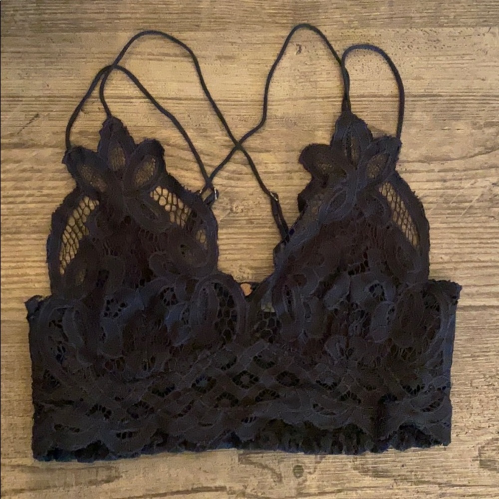 Free People One Black Lace Bralette Adella Small